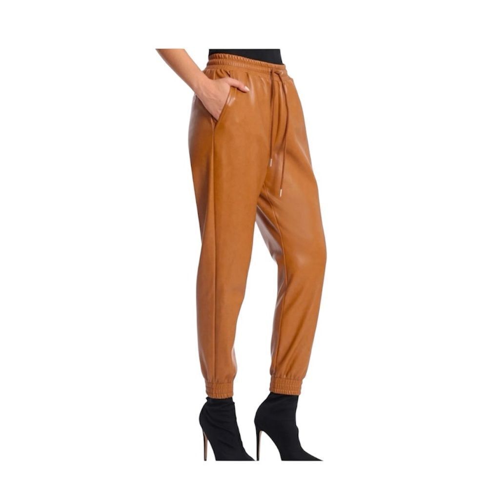 Bagatelle Faux Leather Joggers Cognac Brown NWT